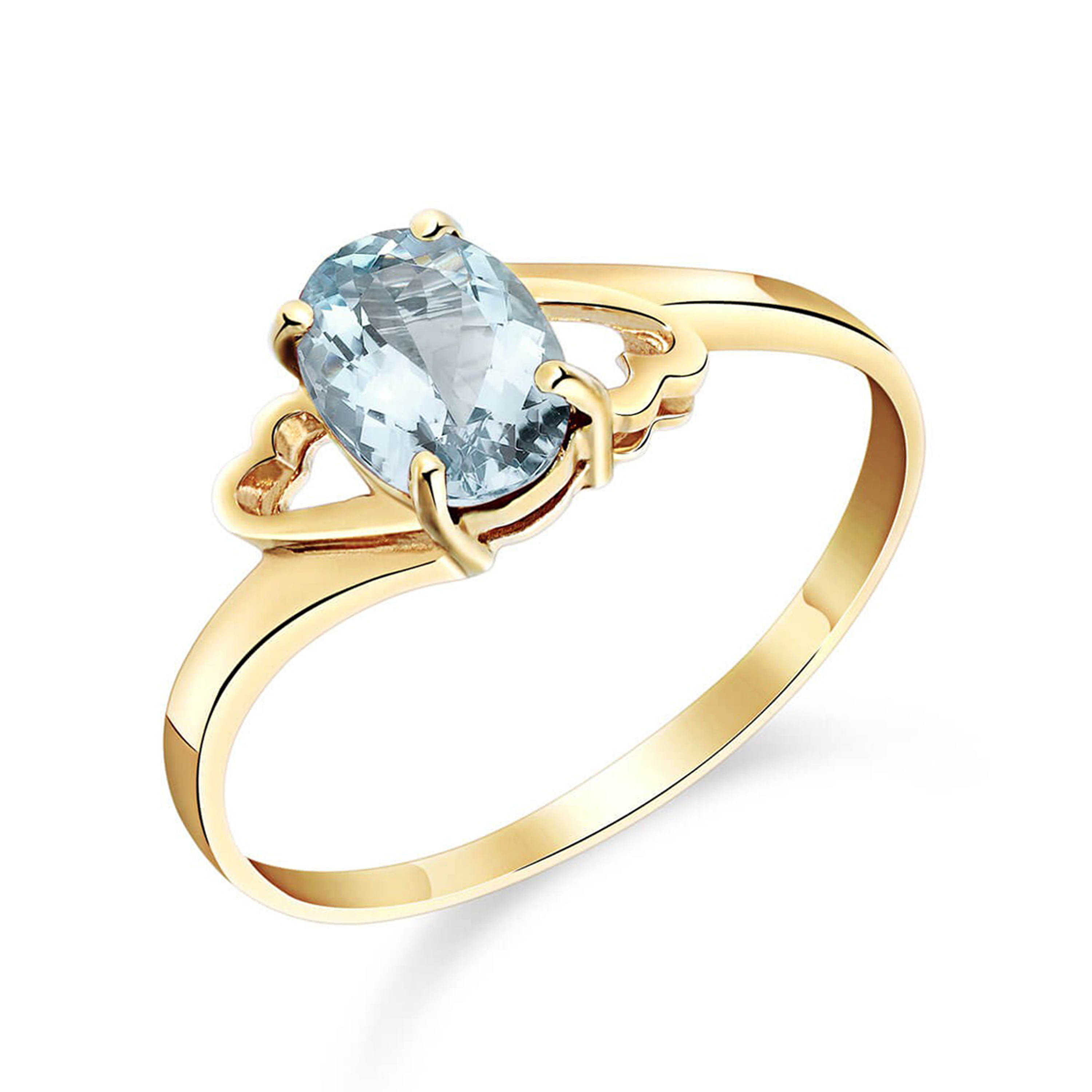 14k Solid Gold Rings With Natural Aquamarine Yellow Gold